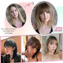 Topper de cabelo humano remy marrom escuro com franja de ar moda toppers de cabelo reto para mulheres uso diário clipe em extensões de cabelo