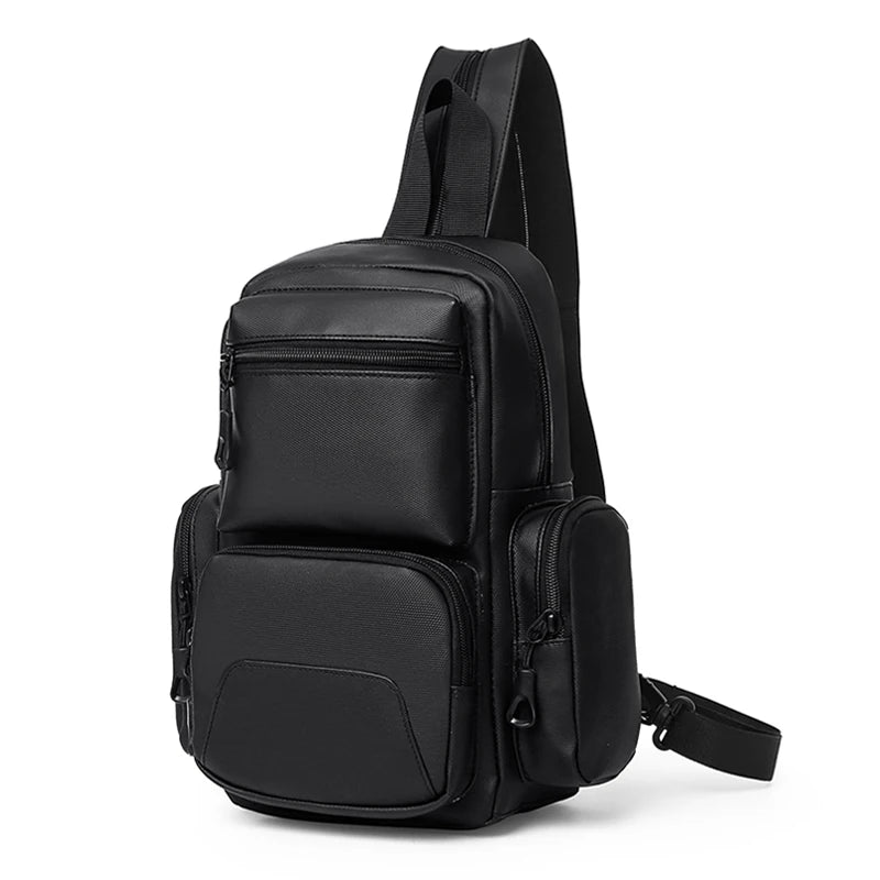 Mochila multifuncional e multi-bolso para homens, bolsa de peito leve, bolsa transversal diagonal, cor sólida