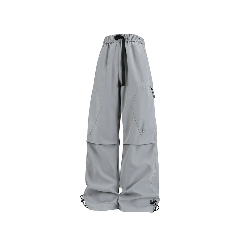 Calças de trabalho ao ar livre com design emendado estilo americano, calças compridas masculinas, calças largas soltas, calças esportivas casuais de perna reta