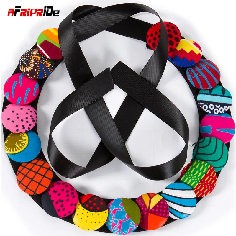 Fashion African Print Ankara Buttons Necklace for Women African Triangle Ankara Fabric Cravat Africa Tie Chokers Necklace Wyb611