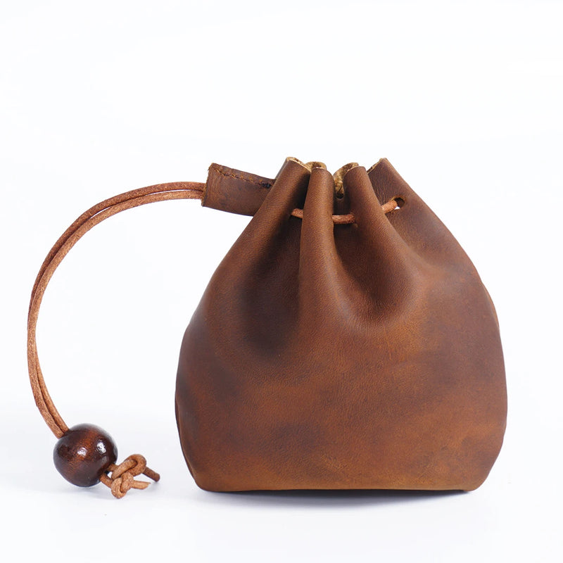 Medieval Steampunk Leather Drawstring Coin Bag Nordic Viking Pirate Purse Jewel Pouch Renaissance Accessory for Women Men