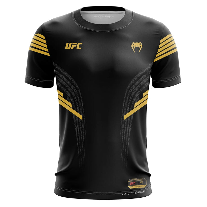Summer Gym Uniform Men's UFC Boxing Fighting Competition Jersey Casual Breathable Fashion Fitness Short Sleeve T-shirt For Male