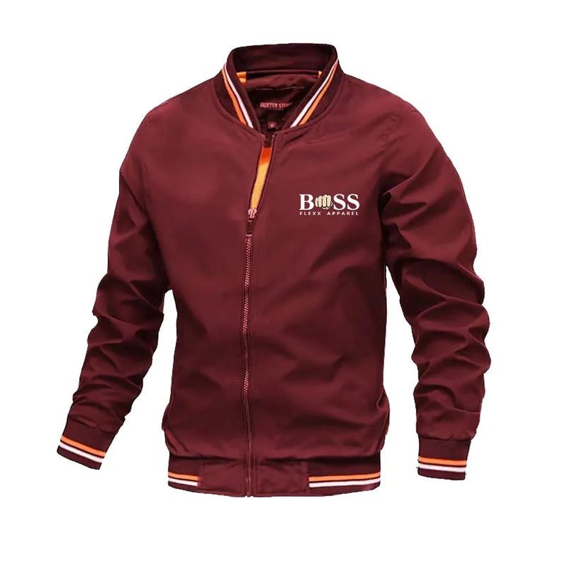 Spring and Autumn Men's School style striped jacket, outdoor jogging windproof coat, multi-pocket zipper basic men's style
