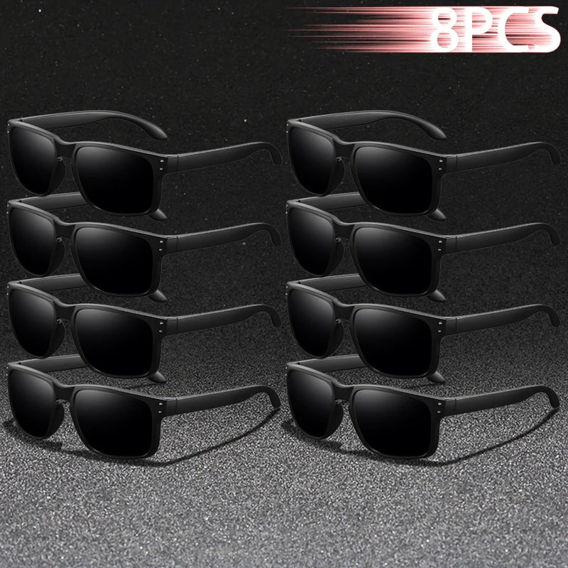 8 pçs moda clássico quadrado uv400 óculos de sol das mulheres dos homens dirigindo colorido na moda leve ao ar livre óculos