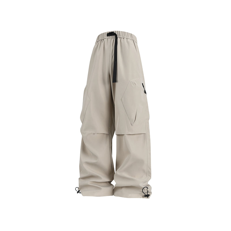 Calças de trabalho ao ar livre com design emendado estilo americano, calças compridas masculinas, calças largas soltas, calças esportivas casuais de perna reta