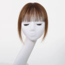 Topper de cabelo humano remy marrom escuro com franja de ar moda toppers de cabelo reto para mulheres uso diário clipe em extensões de cabelo