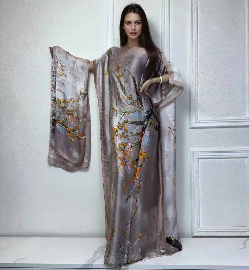 Winyi africano muçulmano senhora verão boho moda impresso kaftan vestido de férias solto streetwear abaya com cinto vestido de praia