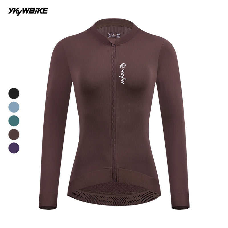 Ykywbike 2025 camisa de ciclismo feminina primavera bicicleta estrada manga longa primavera outono roupas ciclismo magro equitação camisa longa