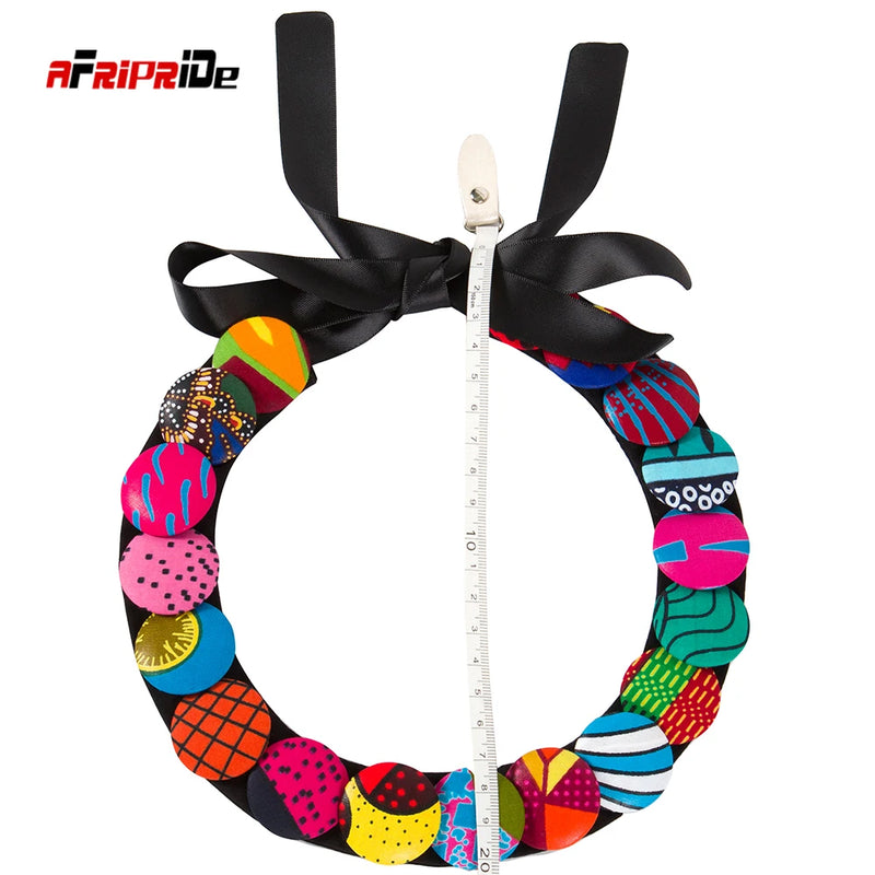 Fashion African Print Ankara Buttons Necklace for Women African Triangle Ankara Fabric Cravat Africa Tie Chokers Necklace Wyb611