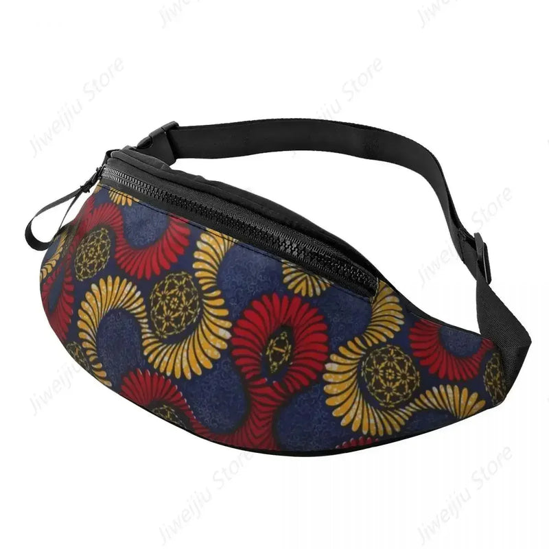 African Kente Cloth Design Fanny Pack for Men Women Africa Ethnic Pattern Crossbody Waist Bag Cycling Camping Phone Money Pouch