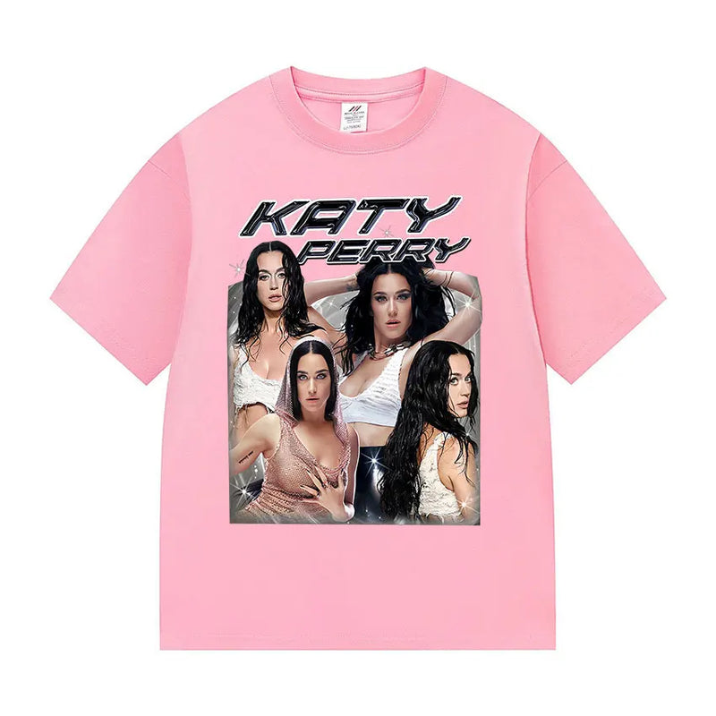 Singer Katy Perry The Lifetimes Tour 2025 Graphic T-Shirt Men Women's Fashion Harajuku T-Shirts Vintage Oversized Cotton T Shirt