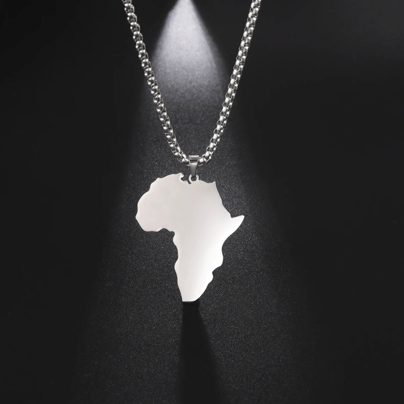 Amaxer African Map Pendant Necklaces For Women Stainless Steel Cutting Shape Simple Africa Map Jewelry Gift Wholesale