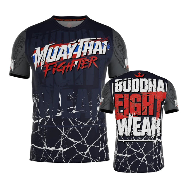2025 New Fighting Boxing Suit Summer Hot Sale Men's T-shirt Loose Breathable 3D Printed Short Sleeve Men's Sports Fitness Tops