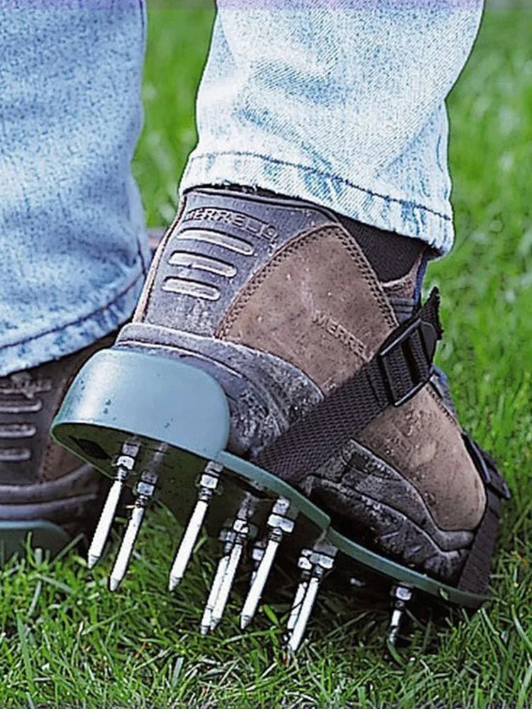 Cultivador de grama de jardim, aerador de gramado escarificação, sapato de unha de sandália, ferramentas duráveis práticas multifuncionais, 1 par