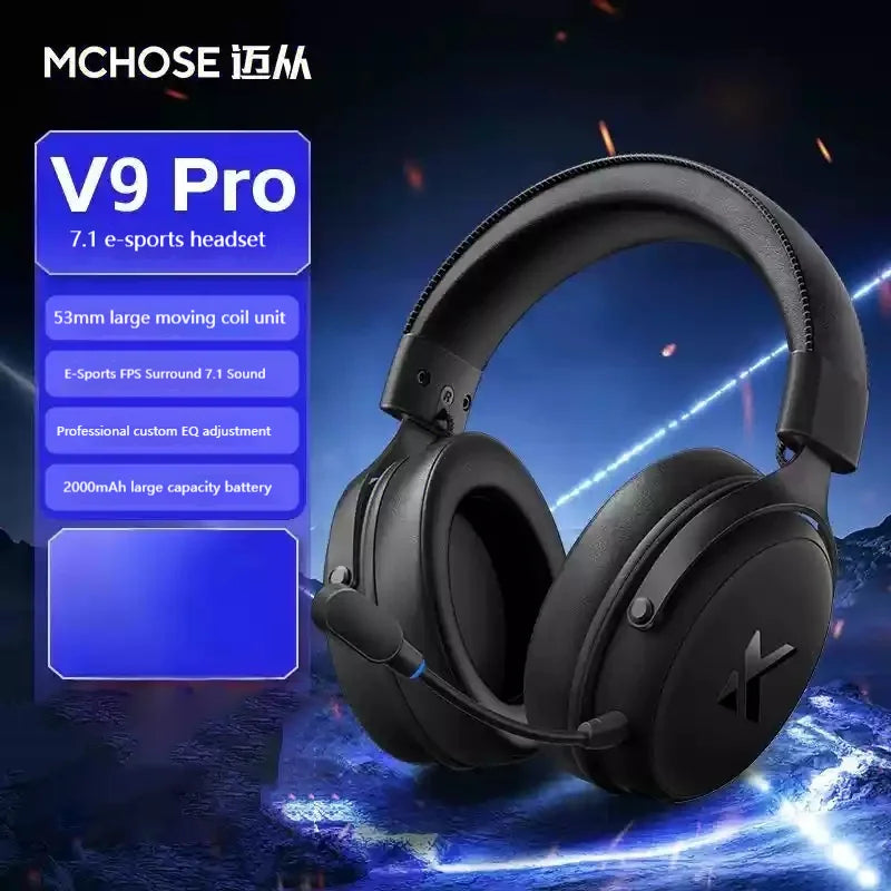 MCHOSE V9 pro E-Sports Headset com microfone Tri-Mode Gaming USB sem fio 7.1 canais Som surround Fones de ouvido de áudio portáteis