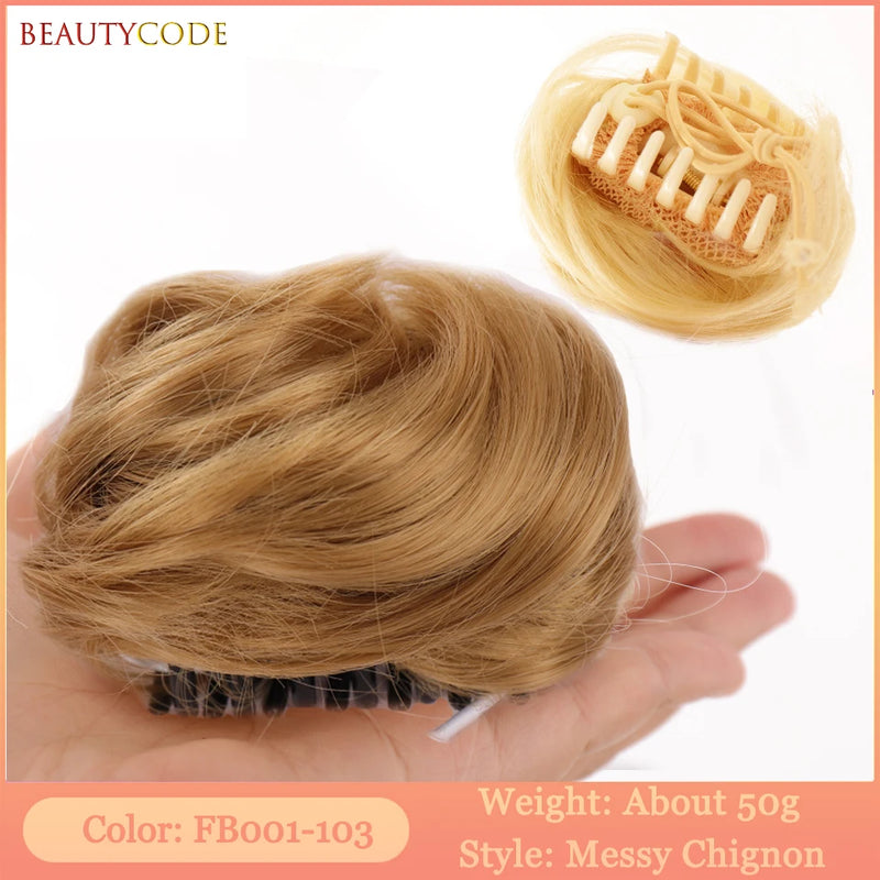 BEAUTYCODE Synthetic Clip-on Hair Bun Elastic Band Hair Messy Chignon Extension Scrunchie Hairpiece For Women and Kids