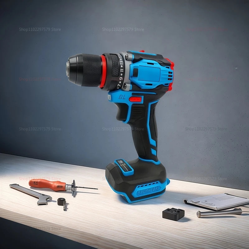 Furadeira elétrica sem fio e chave de fenda, ferramenta elétrica de impacto de 2 velocidades para casa, faça você mesmo e profissional com uso sem bateria 21v