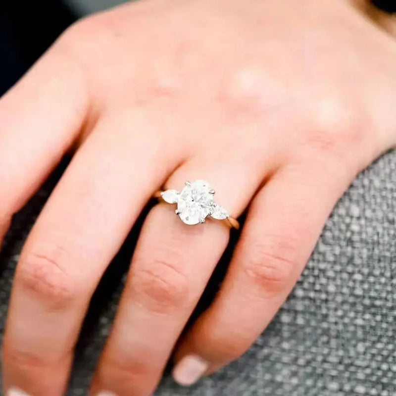 Trumium 3ct 925 prata esterlina anéis de noivado 3 pedras zircônia cúbica cz anéis de promessa de casamento alianças de casamento para mulheres