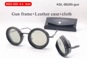 Feito à mão nd9 retro punk polarizado masculino redondo ajustável óculos de sol feminino uv anti uv pesca óculos de sol filtro nd