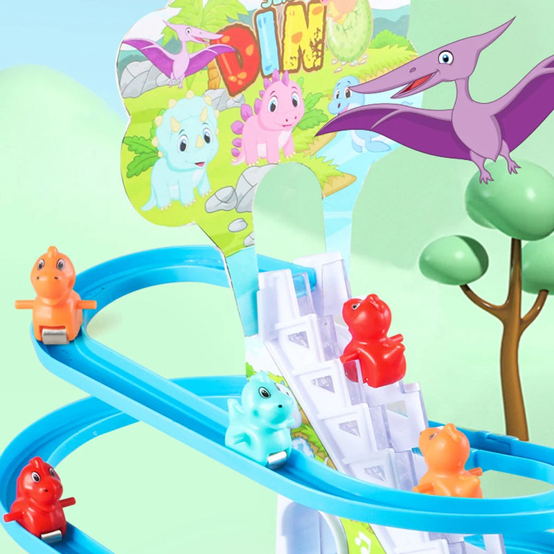 3PCS Racing Car Train Toy Duck/Pig/Dinosaur/Penguin Climb Stairs Toy Stair Climbing Toy for Slide Climbing Stairs