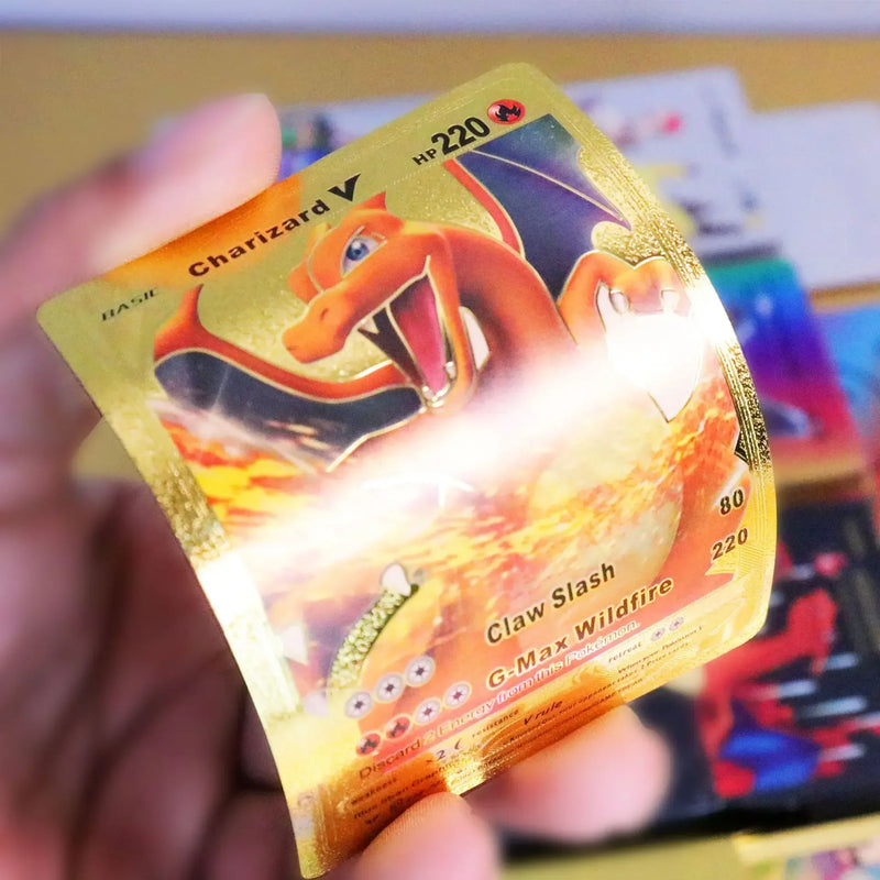 55PCS Pokemon Gold Foil Colorful Card Charizard Pikachu Arceus Silver Rainbow English VSTAR VMAX Card Gift