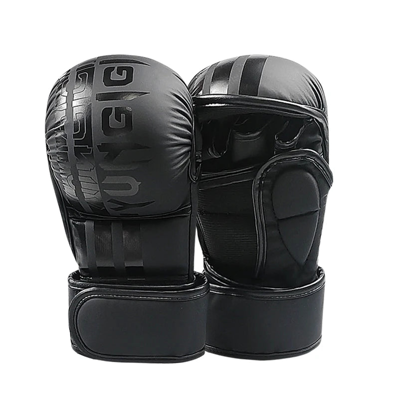 MMA Half Finger Boxing Gloves Professional Training Wrist Guard Martial Arts Sanda Sparring PU Leather Open-fingered Gloves Men