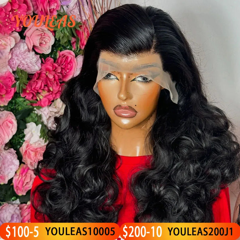 400% Density Wear And Go Glueless Wig Human Hair PrePlucked Bleached Knots Body Wave 13x6Transparent Lace Front Human Hair Wig