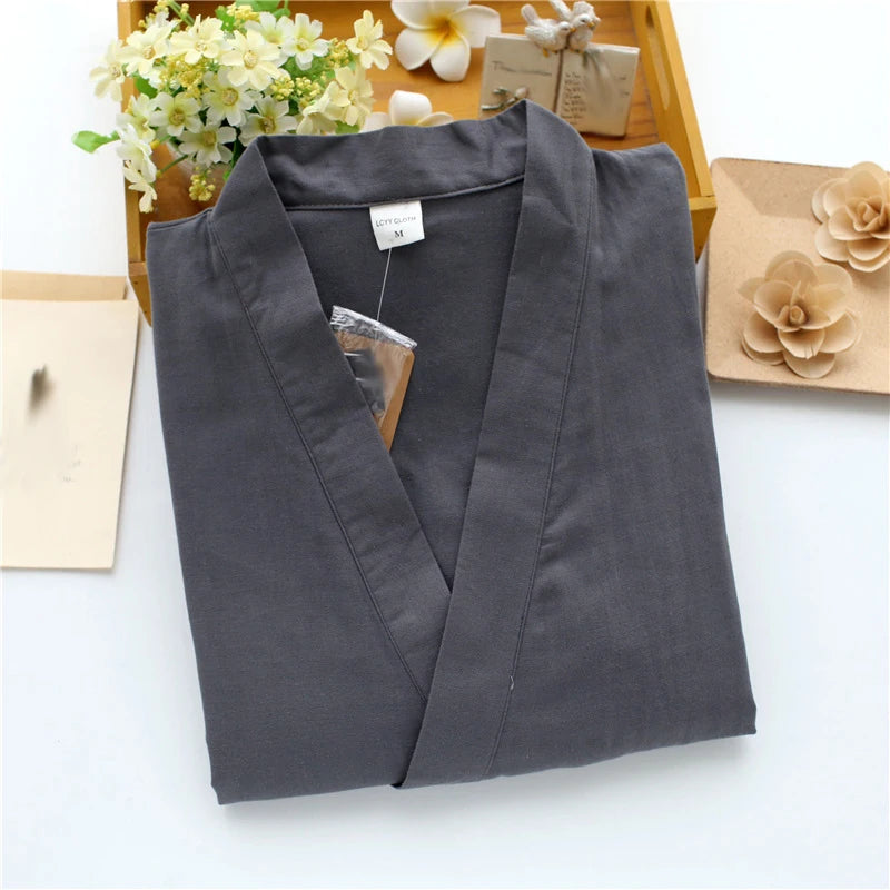 Couple Cotton Pajamas Suit Japanese Style Kimono Yukata Sleepwear Tops Pants Set Indoor Home Bathing Costume Women Men Gift