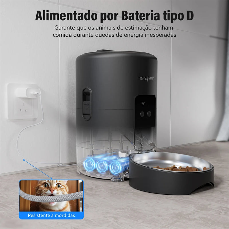 Newpet Alimentador Automático para Gatos Alimentador para Animais de Estimação Tuya APP  Alimentador Inteligente para Cães 2L Adequado para Animais de Estimação de Pequeno e Médio Porte Alimentador Automático