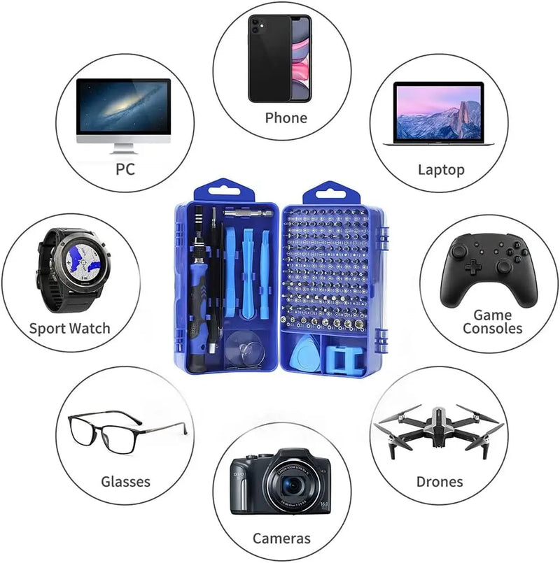 Conjunto de chave de fenda de precisão 115 em 1 kit de ferramentas de reparo com kit de chave magnética, conjunto de chave de fenda de precisão eletrônica com caixa