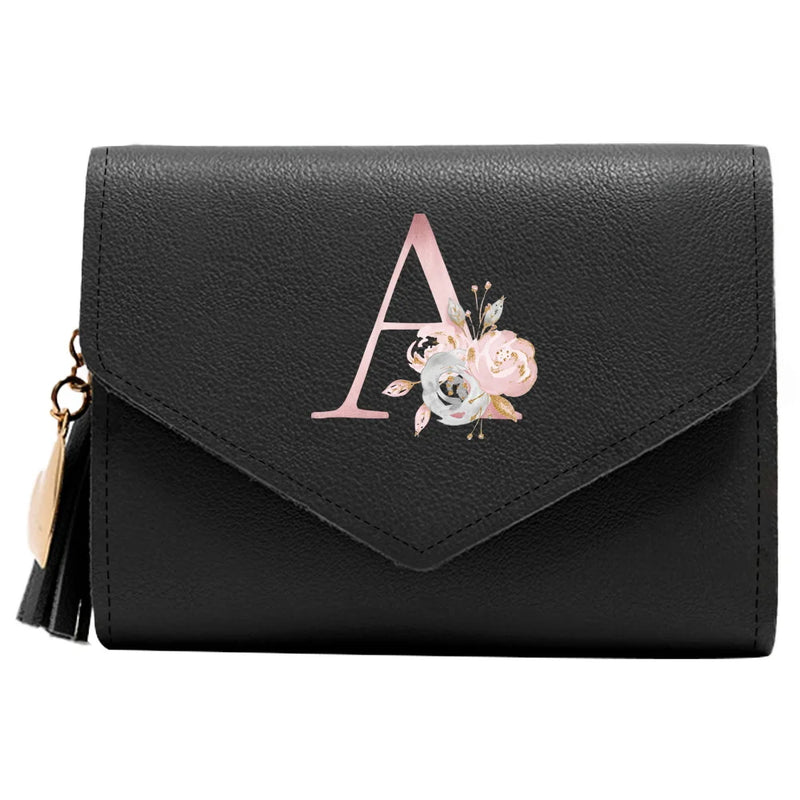 Purse Female Mini Wallet Cute Purse Pink Flower Pattern Slim Wallet RFID Blocking Credit Card Holder Coin Pocket ID Window
