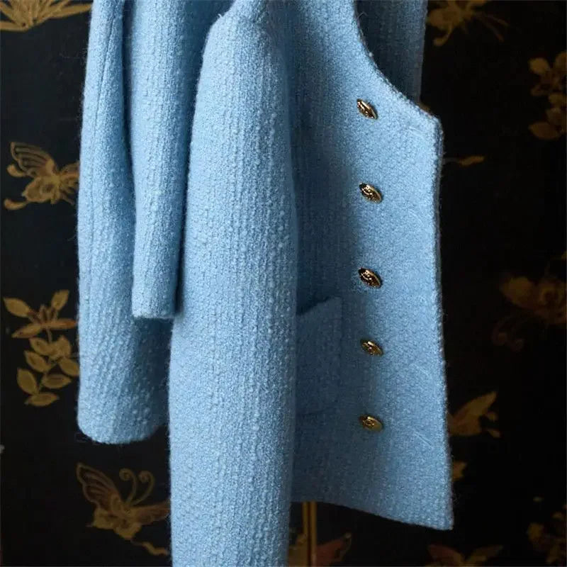 French style small fragrance short double breasted coat for women's spring and autumn new tweed top  harajuku