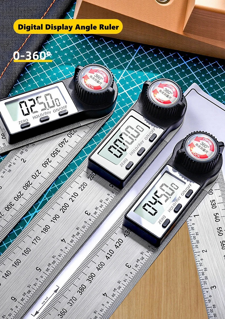 Escala detectora de régua de ângulo digital, 200/300/500mm, adequada para ferramentas de medição de marcenaria, ferramentas multifuncionais de alta precisão