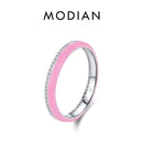 MODIAN-Eternidade Empilhável Anéis de Festa para Mulheres, 925 Prata Esterlina, Esmalte Klein Azul, Brilho, CZ, Jóias Finas