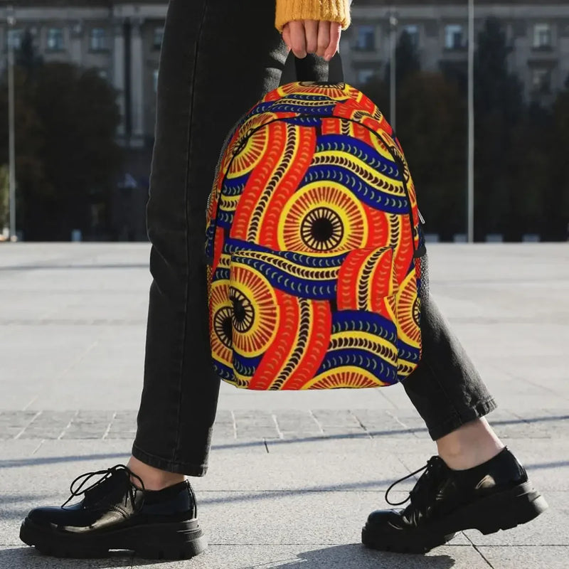 African Ankara Wax Print Backpack Student Boys Girls BookBag Children School Bag Computer Shoulder Bags for Men Women
