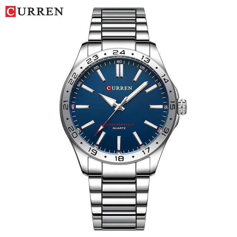 Curren 8452 prata branco presente quartzo homem de negócios relógio de pulso masculino relógio de quartzo simples luxo militar do exército à prova dwaterproof água relógio masculino