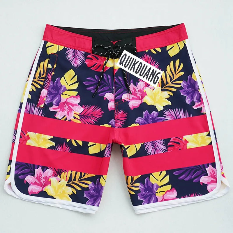 Quick-Dry Waterproof Beachshorts Men's Swimming Trunks Casual Bermuda Spandex Surf Pants Physique Competition Board Shorts L01