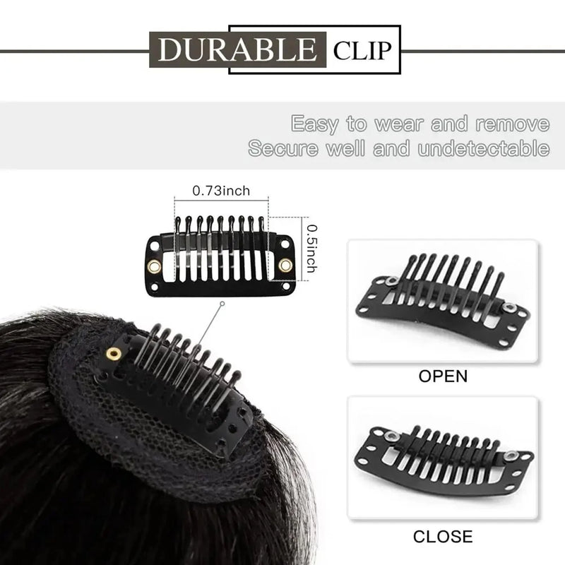 Clip In Bangs Brown Fake Bangs Extensions Wispy Clip on Air Bangs for Women Fringe with Temples Hairpieces Curved Bangs