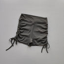 Cintura alta sexy shorts de fitness alças com cordão secagem rápida correndo calças de três peças mulheres pêssego nádegas esportes calças quentes