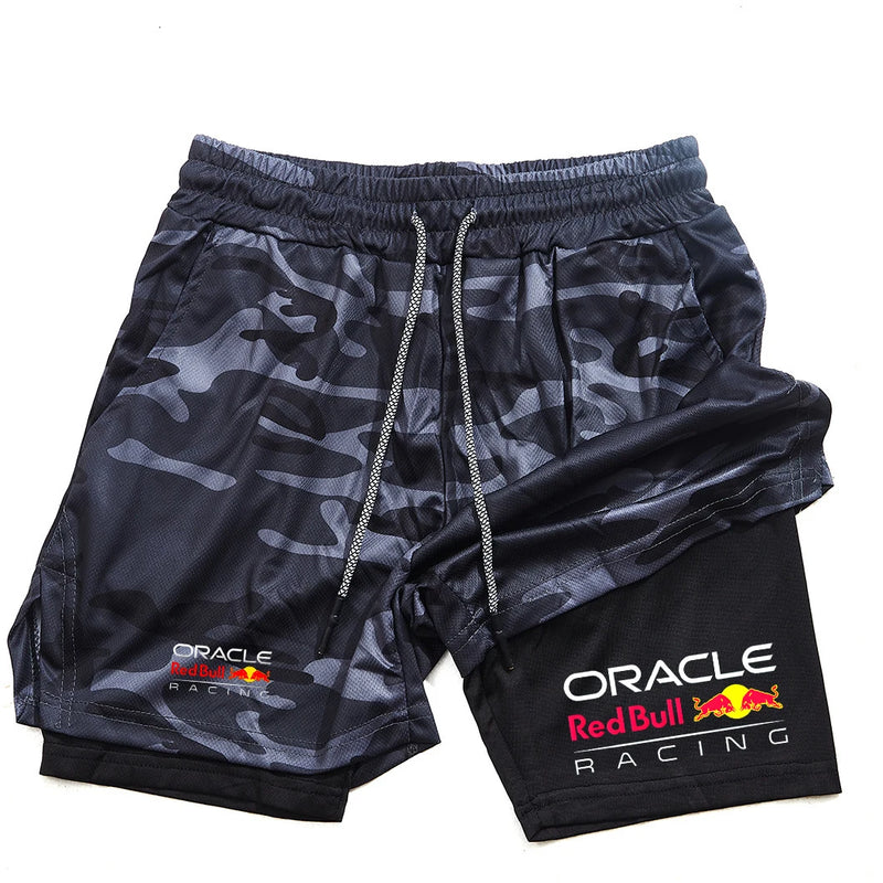 Red Bull 2-in-1 men's sports shorts, casual, quick-drying, double-layer breathable, perfect for summer running and fitness