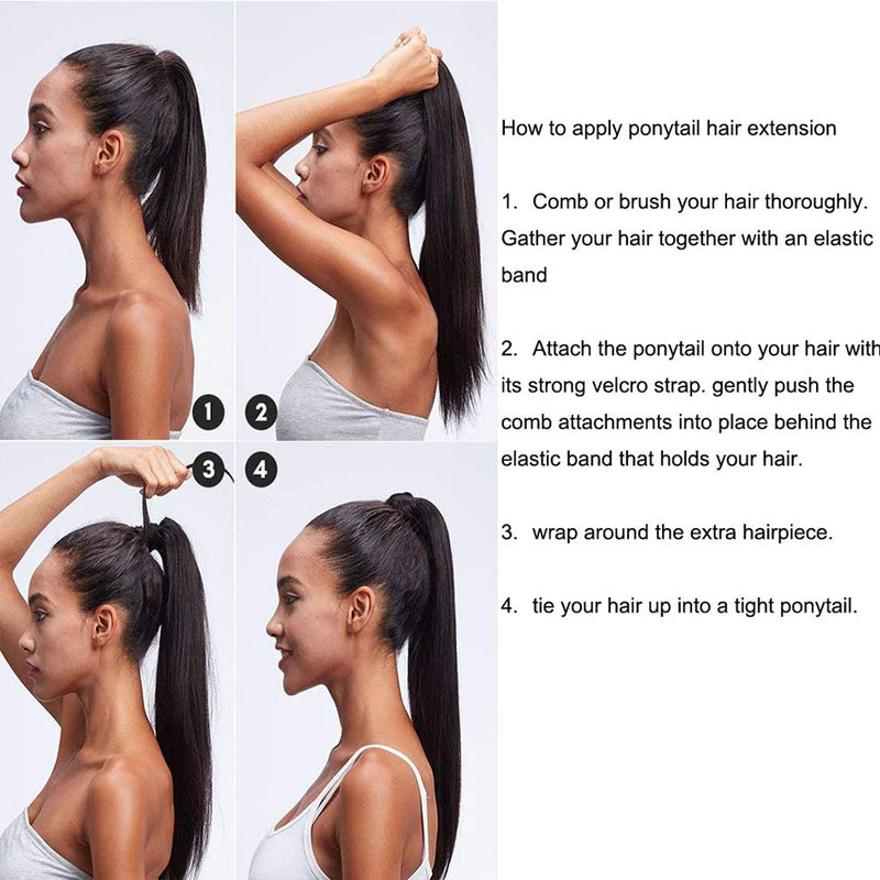 Clipe de rabo de cavalo em extensões de cabelo para mulheres negras, peruca brasileira, envoltório reto, cordão, cabelo humano, 100g