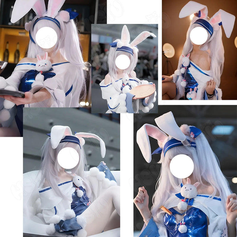Laffey Cosplay Wig Fiber synthetic wig「HSIU」70cm Light purple long Wig+Wig cap Game Azur Lane Laffey Cosplay Wig