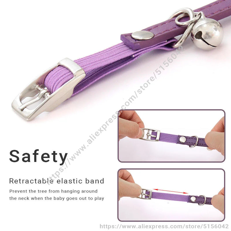 Shiny Rhinestone Pet Collar Safety Adjustable Cat Dog Collars With Bell Puppy Kitten Decoration Accessories Leather Flocking S