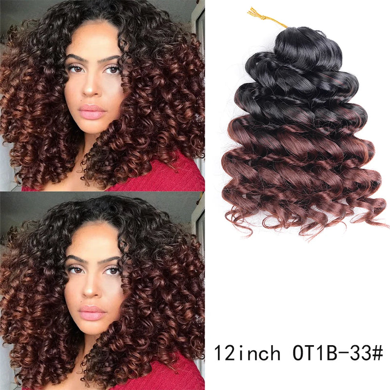 12Inch Water Wavy Synthetic Crochet Hair Ombre Hawaii Afro Curls Braiding Hair Extensions For Women Ocean Wave Hair