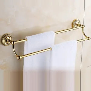 Conjunto de acessórios de banheiro de latão vendido, gancho de roupão, suporte de papel, barra de toalha, anel de toalha, conjuntos de banheiro, toalheiro dourado ht- 810900 -T