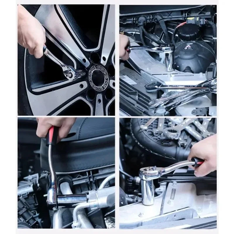 Juego de llaves de tubo de 1/4 3/8 1/2 polegada, llave de trinquete multifuncional para bicicleta, motocicleta, herramienta de r