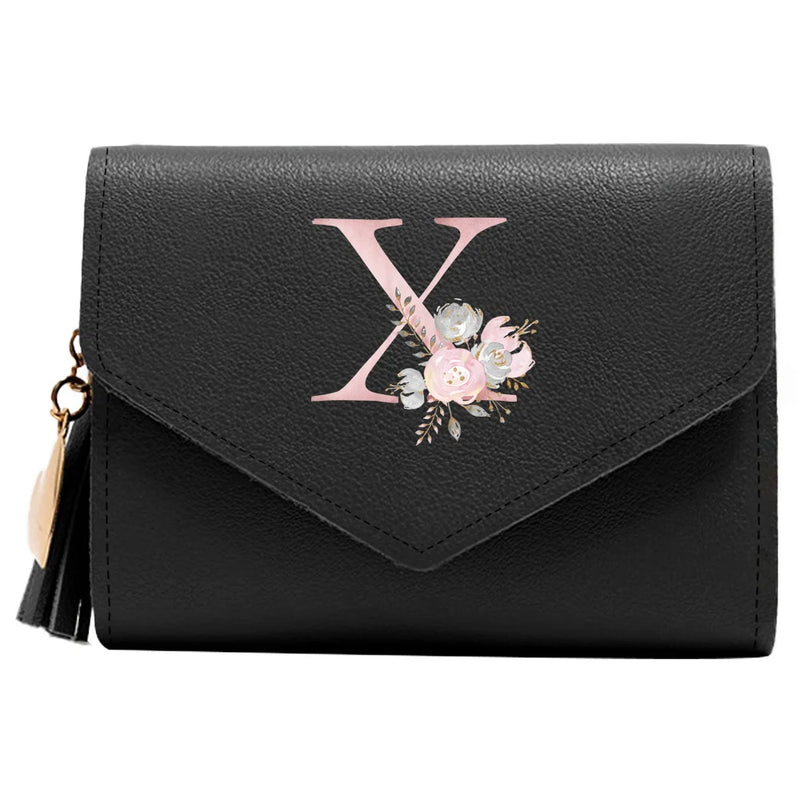 Purse Female Mini Wallet Cute Purse Pink Flower Pattern Slim Wallet RFID Blocking Credit Card Holder Coin Pocket ID Window