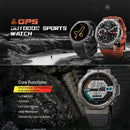 Novo t-rex 3 banda dupla gps militar relógio inteligente 48mm 10atm resistente à água 500mah bateria bússola altímetro smartwatch para huawei