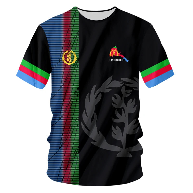 3D impresso encaixotado top manga curta para homens e mulheres, t-shirt Africano, Boxed Flag, Eritrea Little Woman