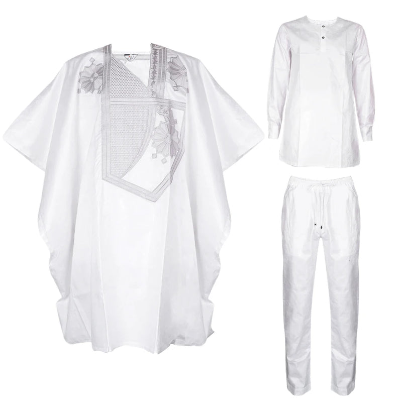 H&D South African Traditional Wear Formal Attire Bazin Riche Dashiki Outfits Shirt Pants Robe Suit African Men Agbada Ramadan